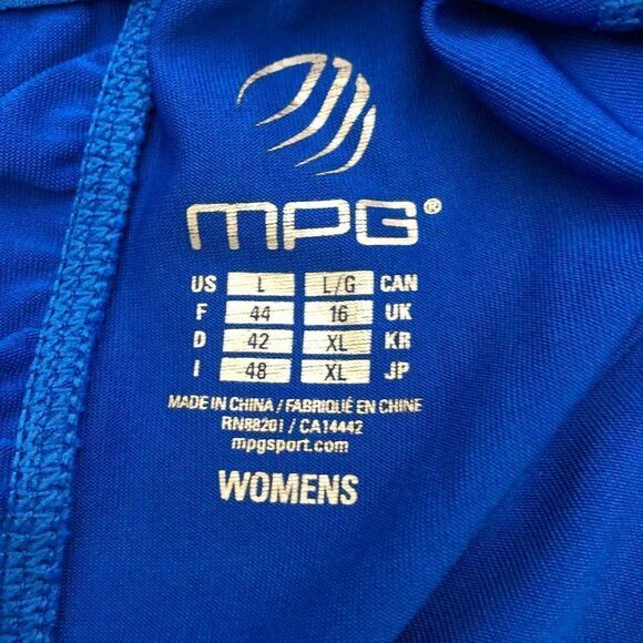 MPG Royal Blue warm Up Top 3/4 Zip Thumb Holes Size L. WW - Picture 6 of 7